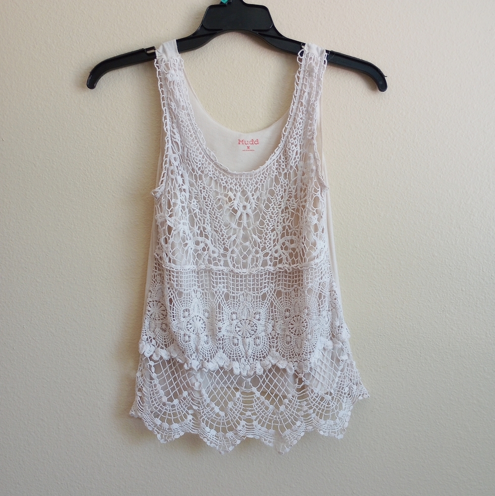 Mudd Beige Crocheted Tank Top